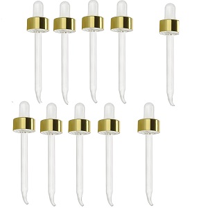 Glass Pipette 58mm Gold Dropper Cap Closure Lid 18mm Neck Bottle Aromatherapy Container Supplies UK Www.Nailycious.co.uk